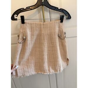 Chanel blush beige tweed mini skirt